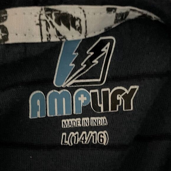 Youth Amplify, Blue and Black Striped Hoodie. Size Medium. - Picture 3 of 3